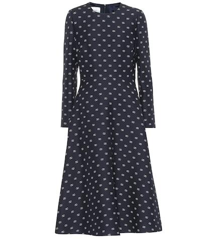 Valentino Logo Wool And Silk Crêpe Midi Dress