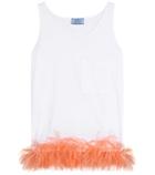 Valentino Feather-trimmed Sleeveless Top