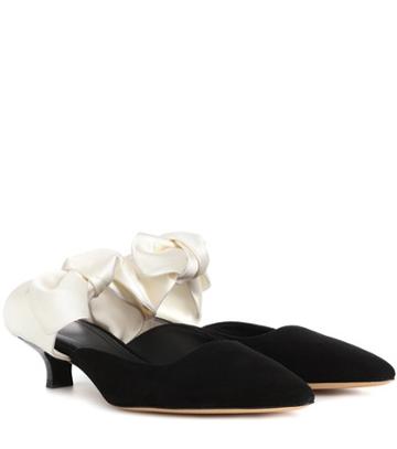 The Row Coco Suede And Satin Mules