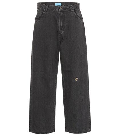 Miu Miu Bee Embroidered Slouchy Jeans