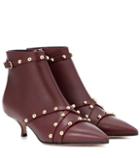 Bottega Veneta Red (v) Leather Ankle Boots