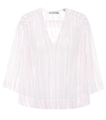 Vince Striped Cotton Blouse