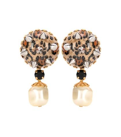 Stella Mccartney Leopard-printed Clip-on Earrings