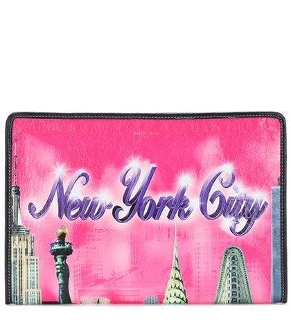 Balenciaga Bazar New York Leather Pouch