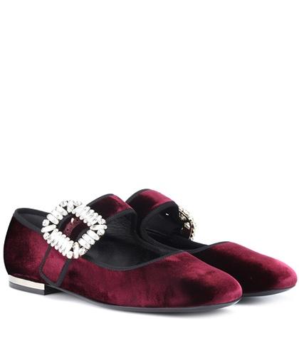 Khaite Viv Mary Jane Velvet Ballet Flats