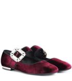 Khaite Viv Mary Jane Velvet Ballet Flats