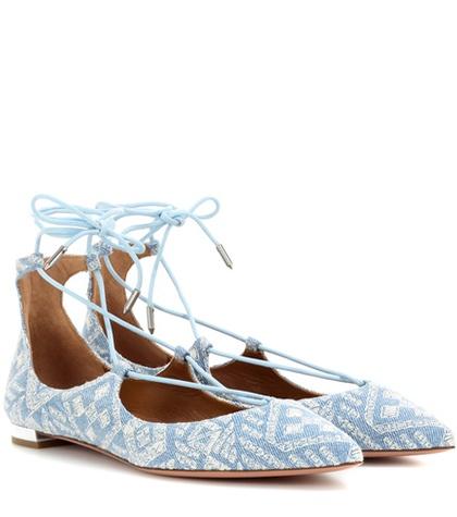 Oscar De La Renta Christy Emroidered Flat Ballerinas