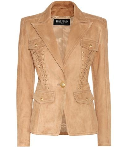 Balmain Embellished Suede Blazer