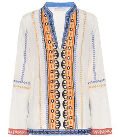 Tory Burch Stephanie Embroidered Cotton Top