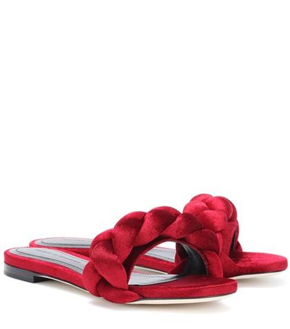 Marco De Vincenzo Braided Velvet Slides