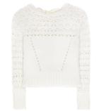Oscar De La Renta Crochet-knit Cotton-blend Sweater