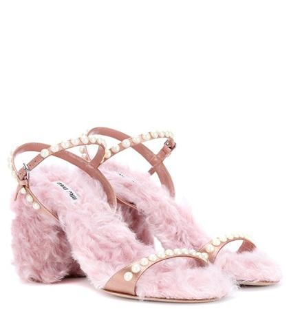 Melissa Odabash Faux Fur-trimmed Satin Sandals