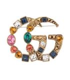 Gucci Double G Crystal-embellished Brooch