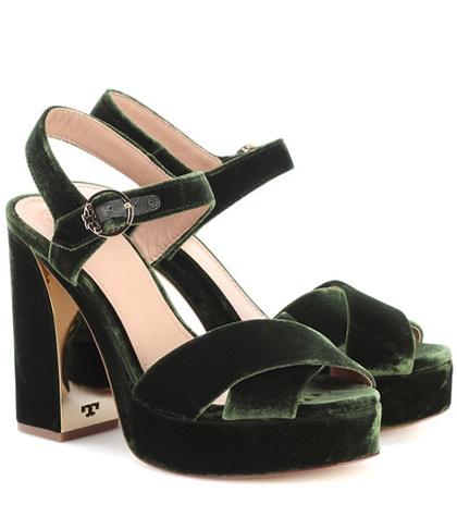 Prada Loretta 115 Velvet Plateau Sandals
