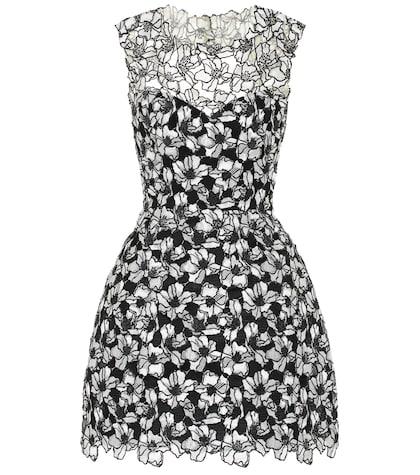 Monique Lhuillier Floral Lace Minidress