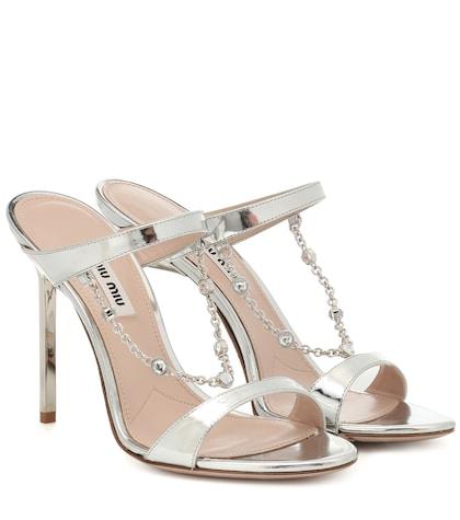Undercover Embellished Metallic Leather Sandals
