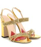 Gucci Crystal Metallic Leather Sandals