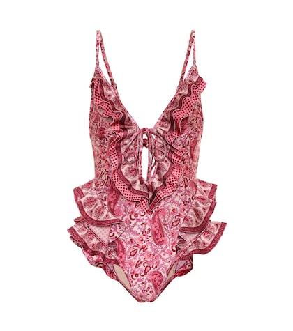 Zimmermann Amari Ruffled Printed Swimsuit
