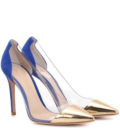 Gucci Kids Plexi Leather And Suede Pumps