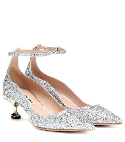 Miu Miu Glitter Kitten Heel Pumps