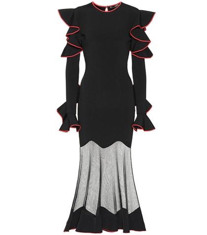 Alexander Mcqueen Ruffled Sheer-panel Dress