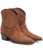 Ganni Low Texas Suede Cowboy Boots