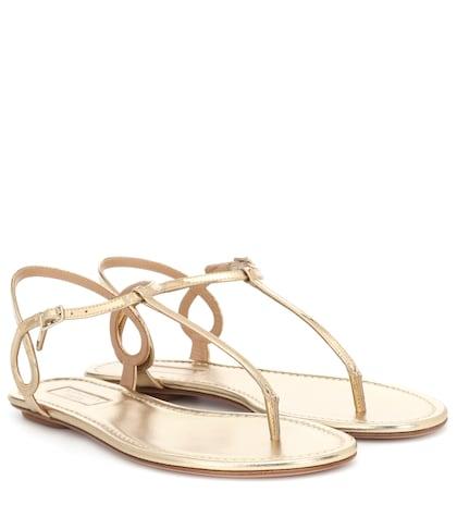 Prada Almost Bare Metallic Leather Sandals
