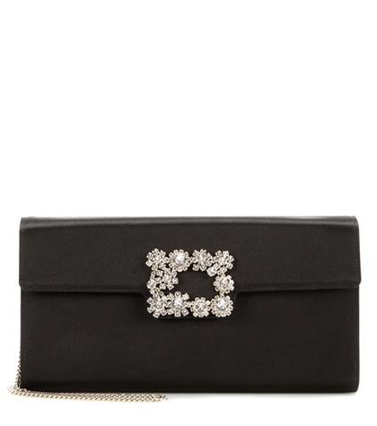 Roger Vivier Envelope Flowers Satin Shoulder Bag