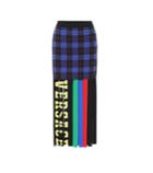 Versace Fringed Checked Wool-blend Skirt