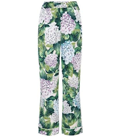 Etro Printed Stretch-silk Trousers