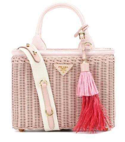 Valentino Leather-trimmed Wicker Tote