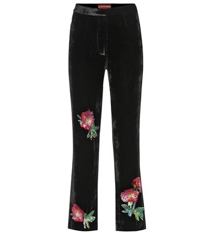 Marc Jacobs Floral-embroidered Velvet Trousers