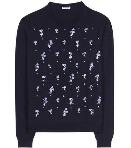 Miu Miu Embellished Virgin Wool Sweater