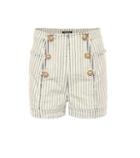 Balmain Striped High-rise Denim Shorts