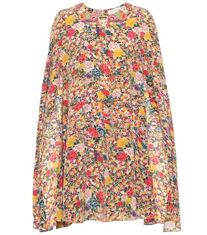 Prada Floral Silk Caped Minidress