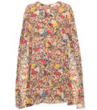 Prada Floral Silk Caped Minidress