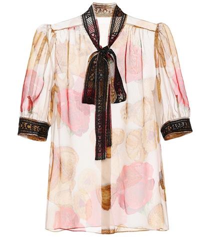 Roger Vivier Printed Silk-blend Blouse