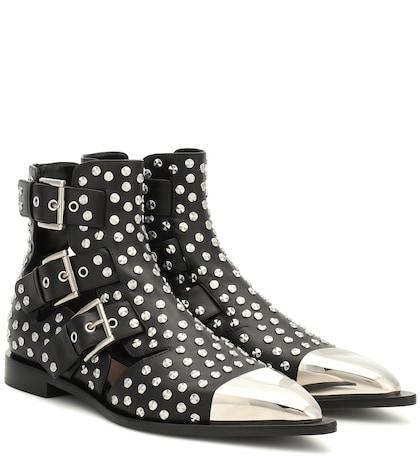 Ugg Embellished Leather Ankle Boots
