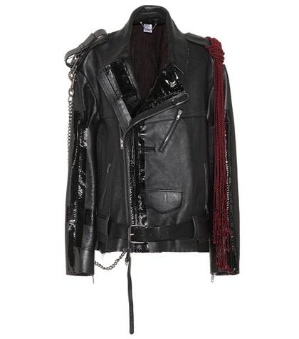 Vetements Embellished Leather Biker Jacket