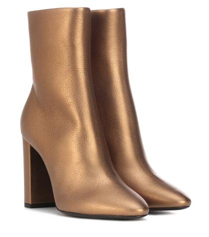 Saint Laurent Lou 95 Metallic Leather Ankle Boots