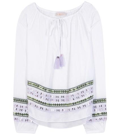 Michael Kors Collection Madeline Embellished Cotton Blouse