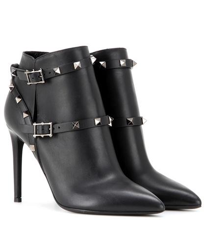 Valentino Valentino Garavani Rockstud Noir Leather Ankle Boots