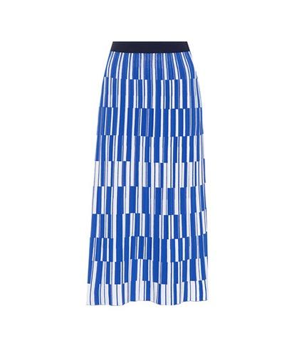 Tory Sport Motley-check Pleated Knit Skirt