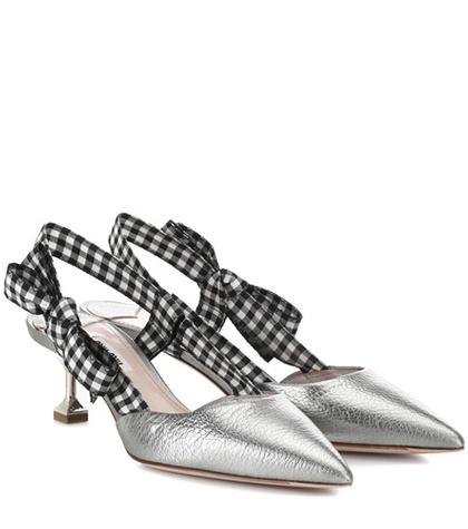Miu Miu Metallic Leather Slingback Pumps