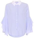 Norma Kamali Ruffle-trimmed Striped Cotton Shirt
