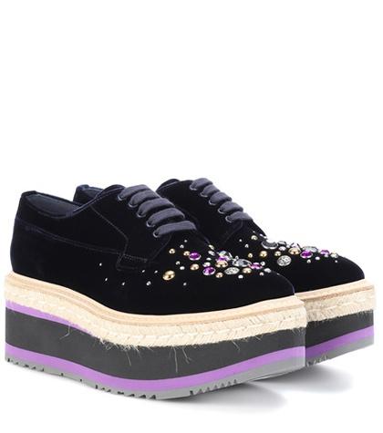 Prada Platform Velvet Derby Shoes