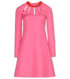 Valentino Wool And Silk Dress With Leather Collar
