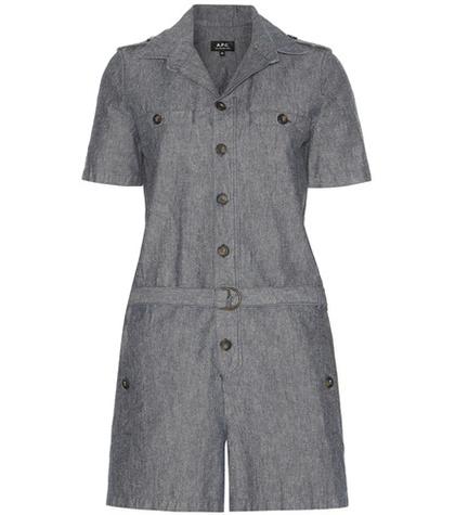 A.p.c. Jane Cotton And Linen Playsuit