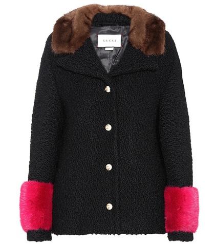 Gucci Mink Fur-trimmed Wool-blend Coat