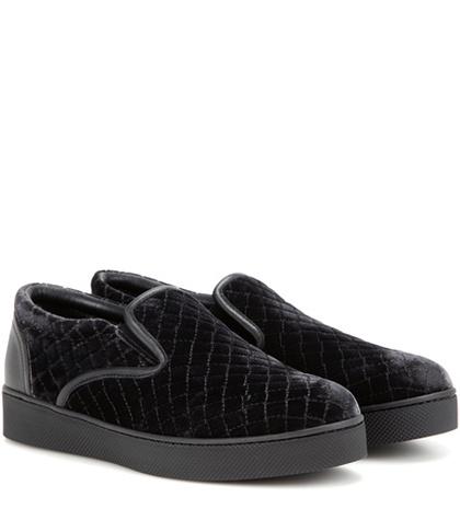 Bottega Veneta Embroidered Velvet Slip-on Sneakers